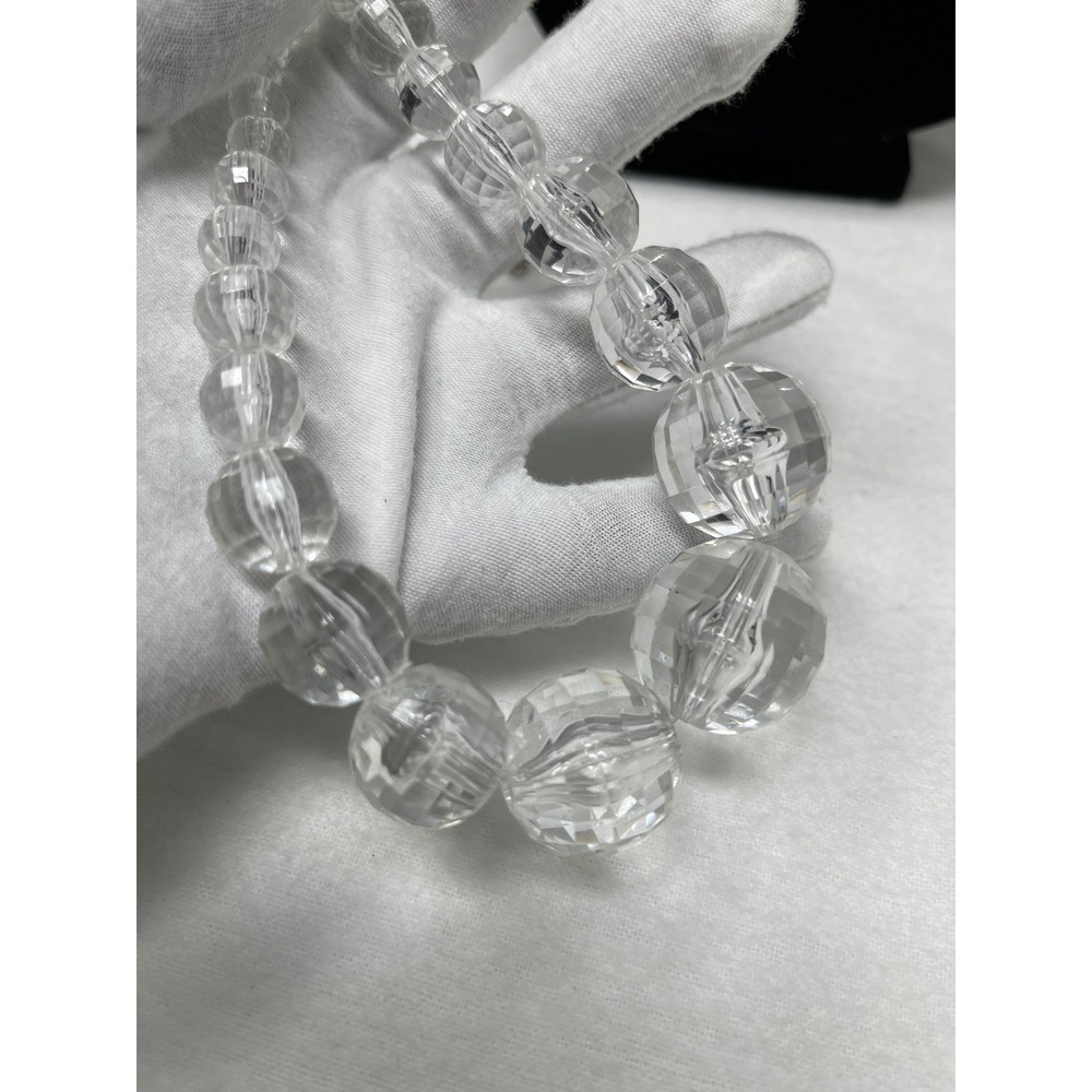 Unbranded Women Graduated Faceted Bead Necklace OS Clear Crystal Aesthetic - Picture 6 of 6